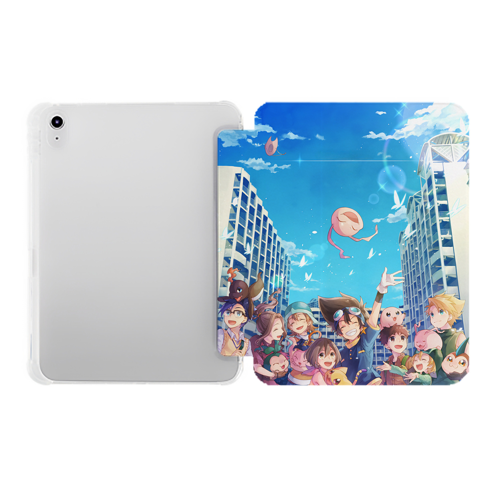 （画像用） Digimon デジタルモンスター/デジモン IPad ケース ペン収納付き 三つ折りスタンド PUレザー×シリコン 対応機種9.5/10.5/10.9インチ